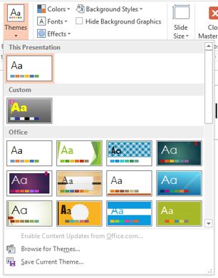 Microsoft PowerPoint: Theme options